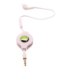 Retractable Mono Earphone,  Handsfree Headset 3.5mm w Mic Headphone  - AWS09 437-1
