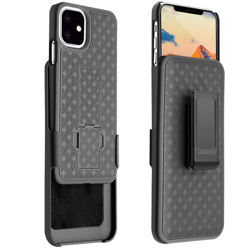 Belt Clip Case and 3 Pack Screen Protector, Matte Kickstand Cover Ceramics Swivel Holster - AWJ44+3G51