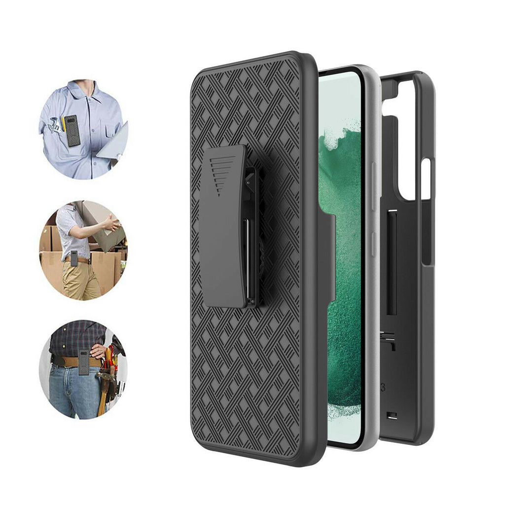 Belt Clip Case and 3 Pack Screen Protector , Anti-Glare Kickstand Cover TPU Film Swivel Holster - AWA86+3Z38