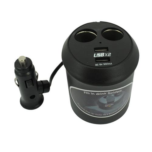 Car Charger, Adapter Power 2-Port Cup Holder - AWA63