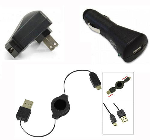 Car Home Charger, Power MicroUSB Retractable USB Cable - AWB84