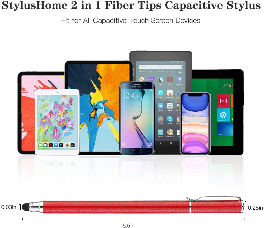 Red Stylus, Lightweight Aluminum Fiber Tip Touch Screen Pen - AWZ57