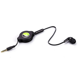 Retractable Mono Earphone, Handsfree Headset 3.5mm w Mic Headphone - AWF75