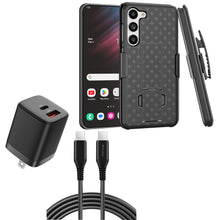 Load image into Gallery viewer, Belt Clip Case and Fast Home Charger Combo, Kickstand Cover 6ft Long USB-C Cable PD Type-C Power Adapter Swivel Holster - AWZ48