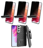 Belt Clip Case and 3 Pack Privacy Screen Protector, Anti-Peep Kickstand Cover TPU Film Swivel Holster - AWZ54+3Z24