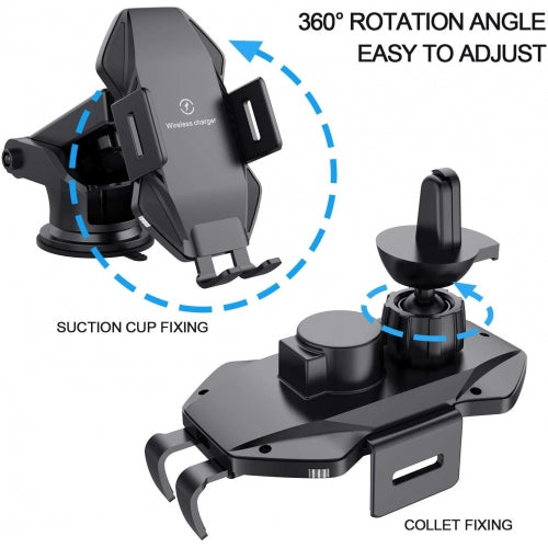 Car Wireless Charger Mount, Auto Sensor Fast Charge Holder Dashboard Air Vent - AWA75