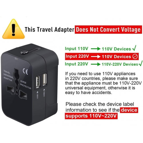 International Charger, Plug Converter Adapter Travel USB 2-Port - AWJ69