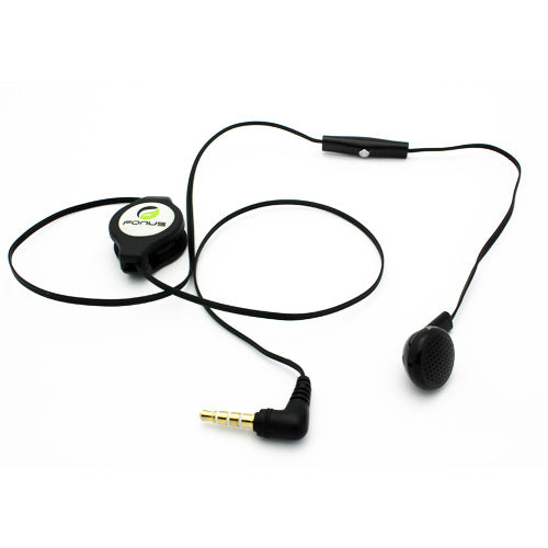 Retractable Mono Earphone, Handsfree Headset 3.5mm w Mic Headphone - AWJ80