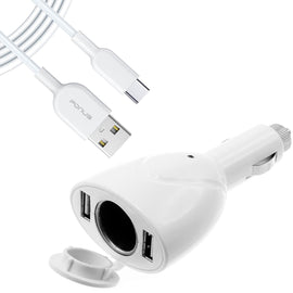 2-Port USB Charger,  Splitter DC Socket Power Cord 6ft Type-C Cable  - AWA88 1554-1