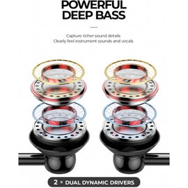 Wired Earphones, Headset Handsfree Mic Headphones Hi-Fi Sound - AWK46