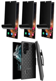 Belt Clip Case and 3 Pack Privacy Screen Protector, Anti-Peep Kickstand Cover TPU Film Swivel Holster - AWZ53+3Z23