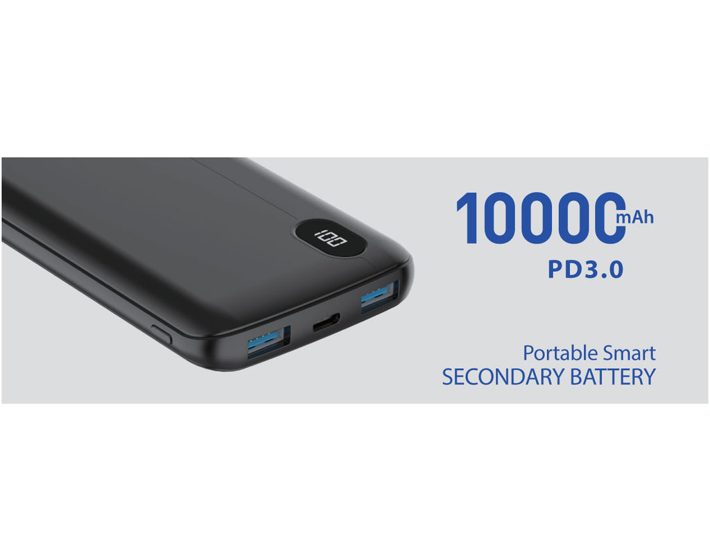 10000mAh Power Bank , Slim Portable Charger Backup Battery LED Display - AWM11