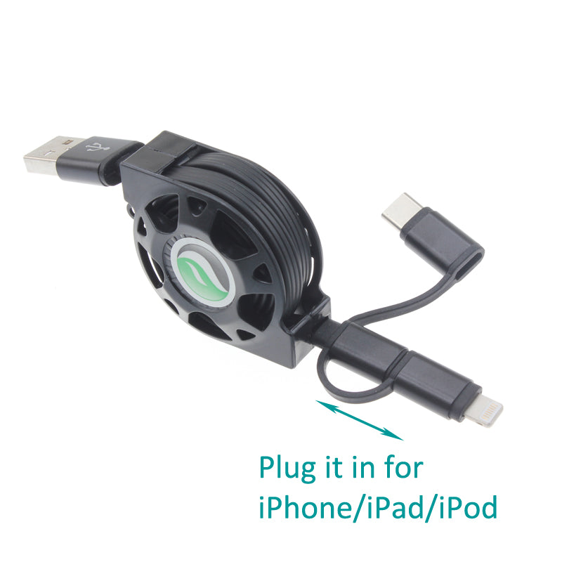 USB Cable, Cord Power Charger Retractable - AWR30