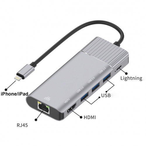 6-in-1 Adapter USB Hub, TV Video Hub Charger Port RJ45 Network Port HDTV HDMI - AWG16