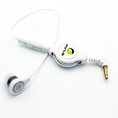 Retractable Mono Earphone, Handsfree Headset 3.5mm w Mic Headphone - AWM83