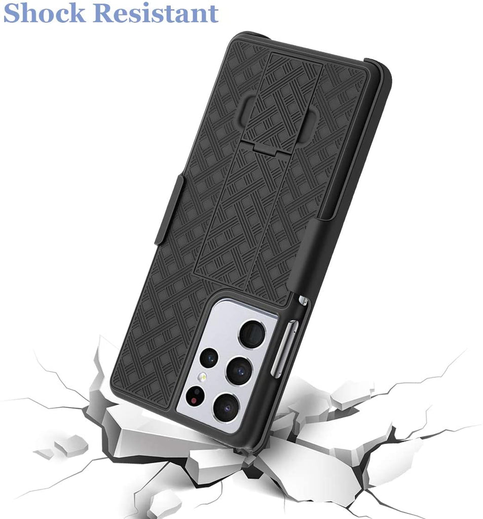 Belt Clip Case and 3 Pack Screen Protector , Anti-Glare Kickstand Cover TPU Film Swivel Holster - AWA85+3Z37