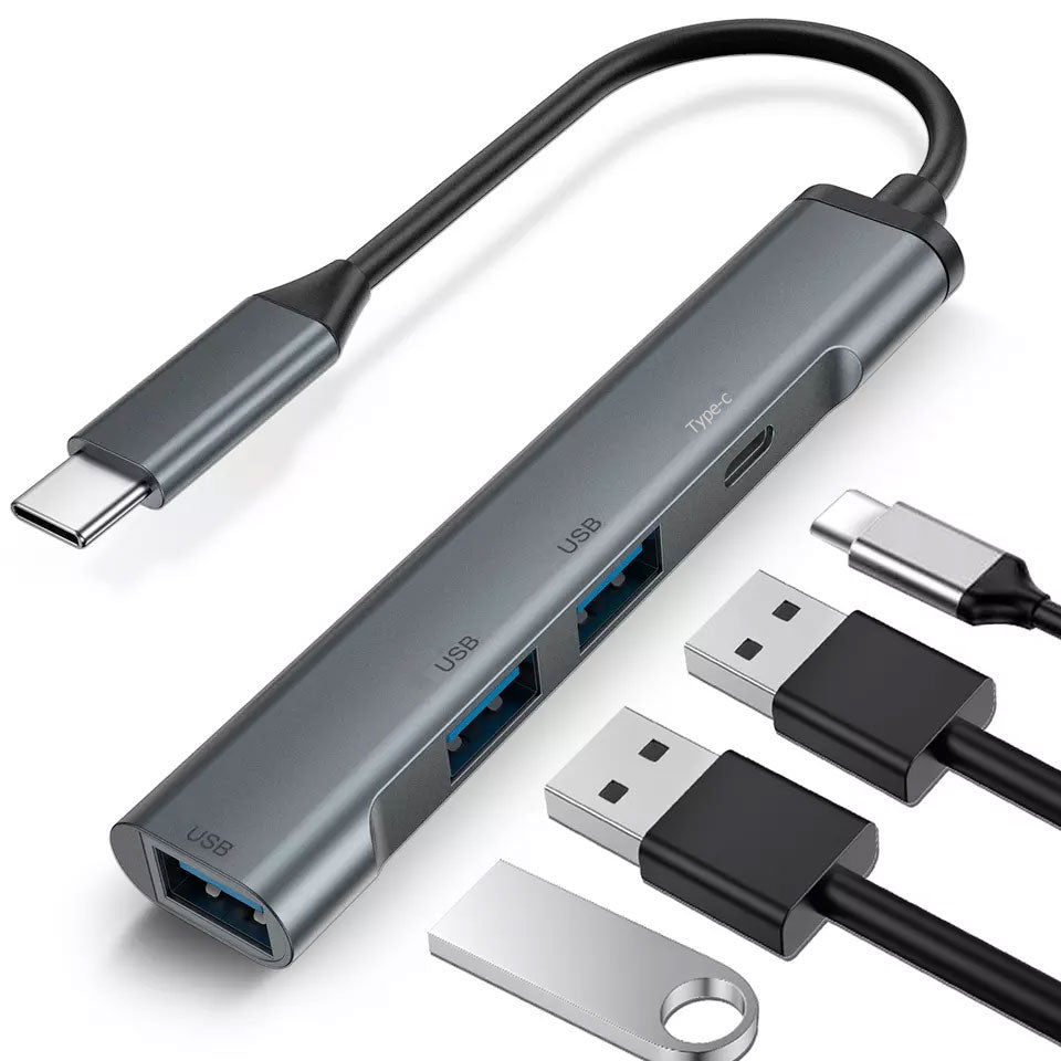 4-in-1 Adapter USB Hub, TYPE-C PD Port USB Splitter USB-C Charger Port - AWY50