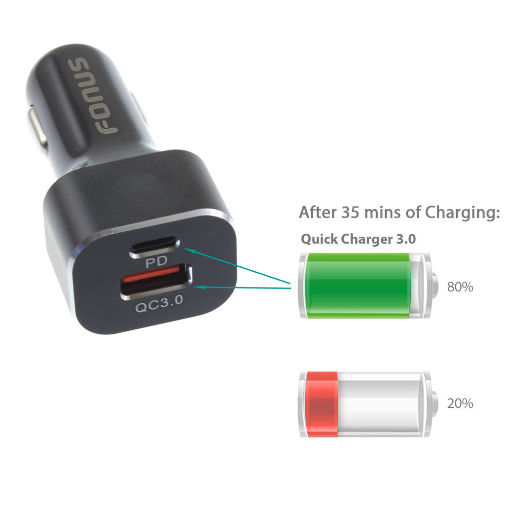 Quick Car Charger, Power Type-C PD 2-Port USB 36W - AWS40