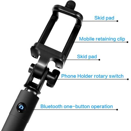 Selfie Stick, Built-in Remote Shutter Monopod Wireless - AWC21