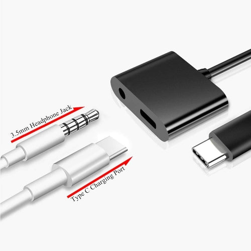 USB-C Headphone Adapter, Splitter Charger Port 3.5mm Jack Earphone - AWG76