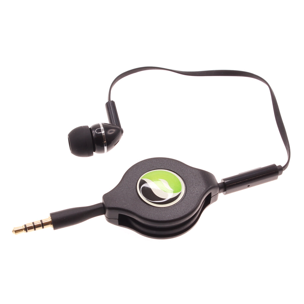 Retractable Mono Earphone, Handsfree Headset 3.5mm w Mic Headphone - AWF75
