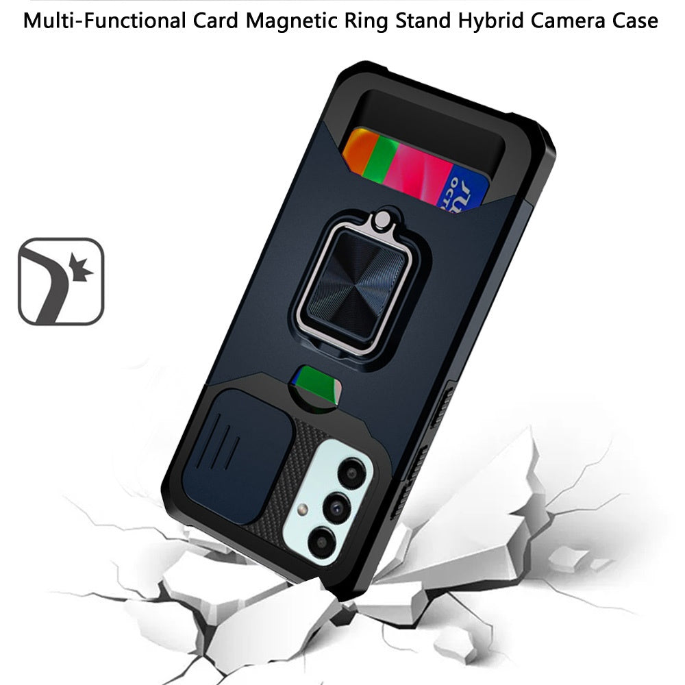 Hybrid Case Cover, Shockproof Card Slot Kickstand Metal Ring - AWY35