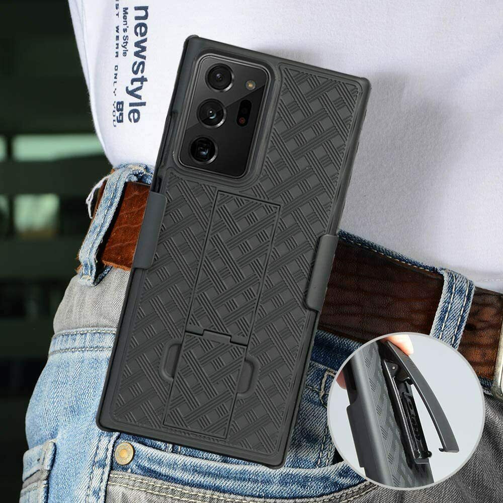 Belt Clip Case and 3 Pack Privacy Screen Protector, Anti-Peep Kickstand Cover TPU Film Swivel Holster - AWZ53+3Z23