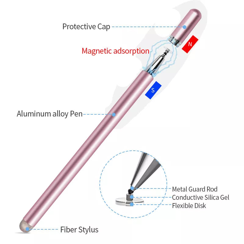 Pink Stylus, Lightweight Aluminum Fiber Tip Touch Screen Pen - AWZ80