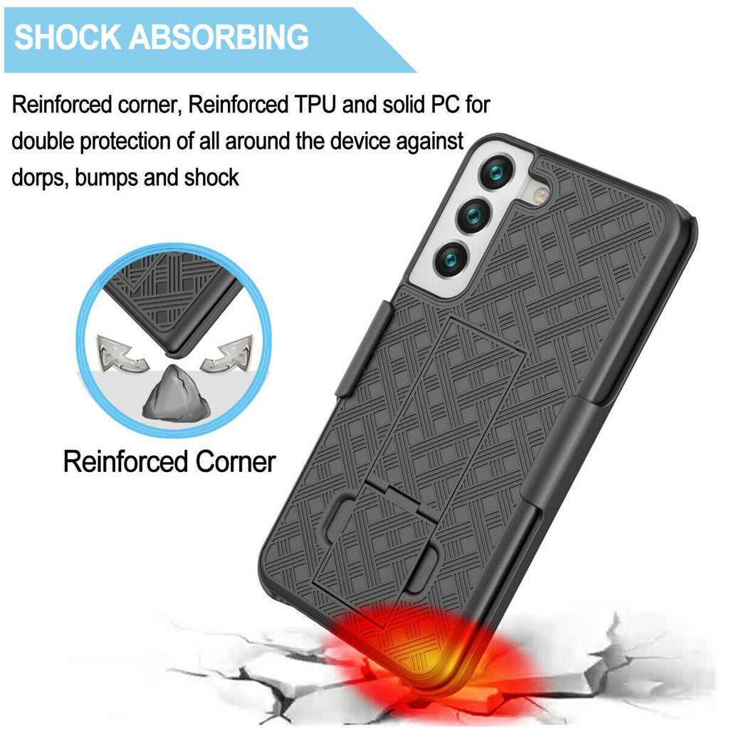 Belt Clip Case and 3 Pack Screen Protector, Anti-Glare Kickstand Cover TPU Film Swivel Holster - AWZ54+3Z35