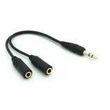 Headphones Splitter, Audio Jack Adaptor Dual Headset Port Earphone Adapter 3.5mm - AWG14