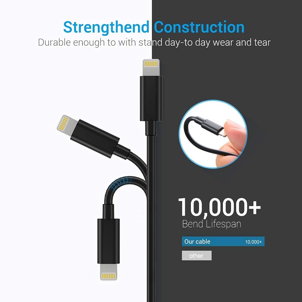 6ft and 10ft Long USB Cables, Data Sync Wire Power Cord Fast Charge - AWY60