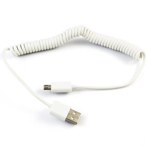 Coiled USB Cable , White Sync Power Wire Charger Cord - AWK34