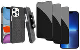 Belt Clip Case and 3 Pack Privacy Screen Protector , Anti-Spy Kickstand Cover Tempered Glass Swivel Holster - AWA54+3Z26