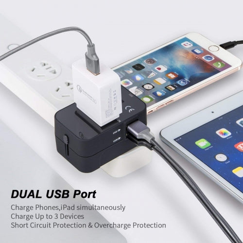 International Charger, Plug Converter Adapter Travel USB 2-Port - AWJ69