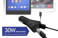 Load image into Gallery viewer, Car Charger, Type-C 6ft Cable 2-Port USB 30W Fast - AWA56