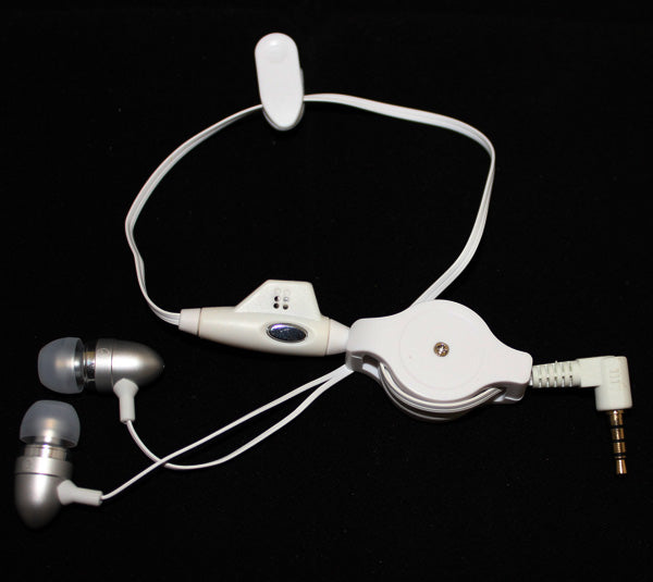 Retractable Earphones, Headset Handsfree Mic Headphones Wired - AWB74