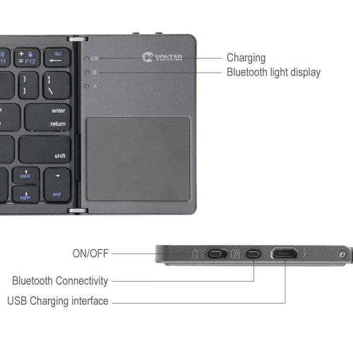Wireless Keyboard, Compact Portable Rechargeable Folding - AWL66