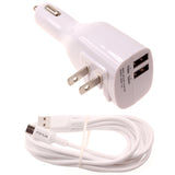 2-in-1 Car Home Charger, Charging Wire Travel Power Adapter Long Cord 6ft Micro USB Cable - AWY14