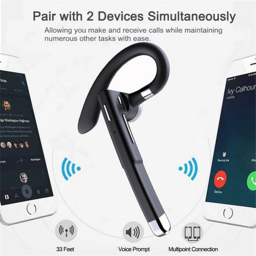 Wireless Earphone, Single Handsfree Headphone Boom Mic Ear-hook - AWJ36