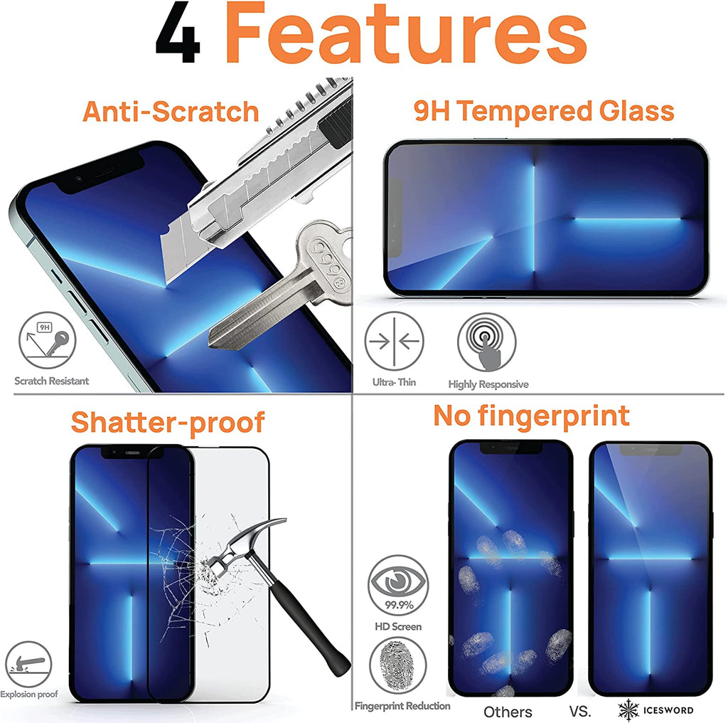 Belt Clip Case and 3 Pack Screen Protector, 9H Hardness Kickstand Cover Tempered Glass Swivel Holster - AWA54+3Z31